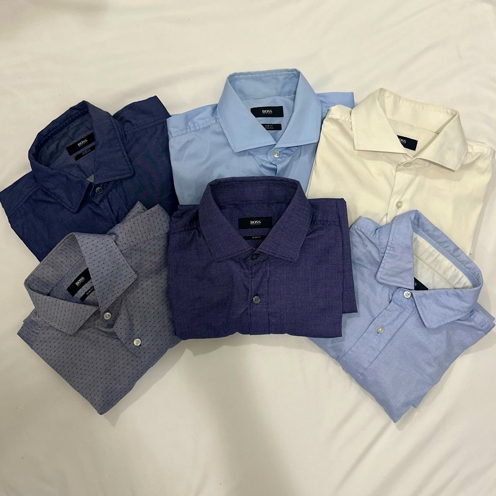 BUNDLE of 6 (six) Hugo Boss slim fit shirts